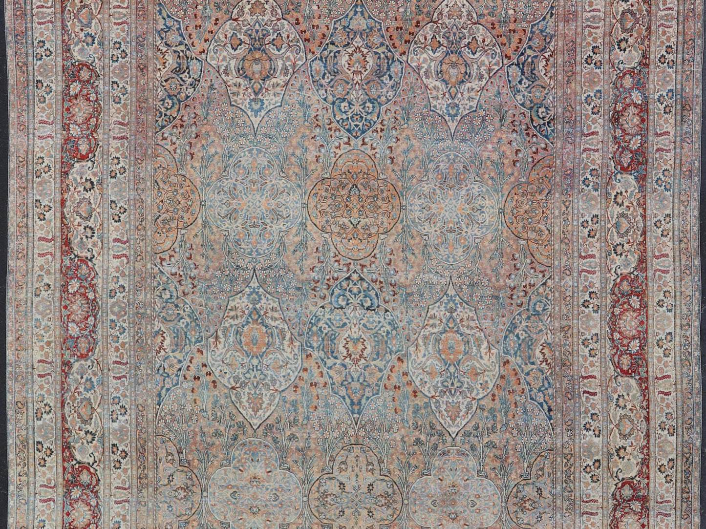 Fine Antique Persian Khorassan Rug with Stretched Palmettes and Vining Flowers. Large Antique Persian Khorassan Rug with All - Over Palmettes and Vining Flowers. Keivan Woven Arts / rug 21205, country of origin / type: Iran / Khorassan, circa 1920. Me... - Keivan Woven Arts21205 - 157Rug