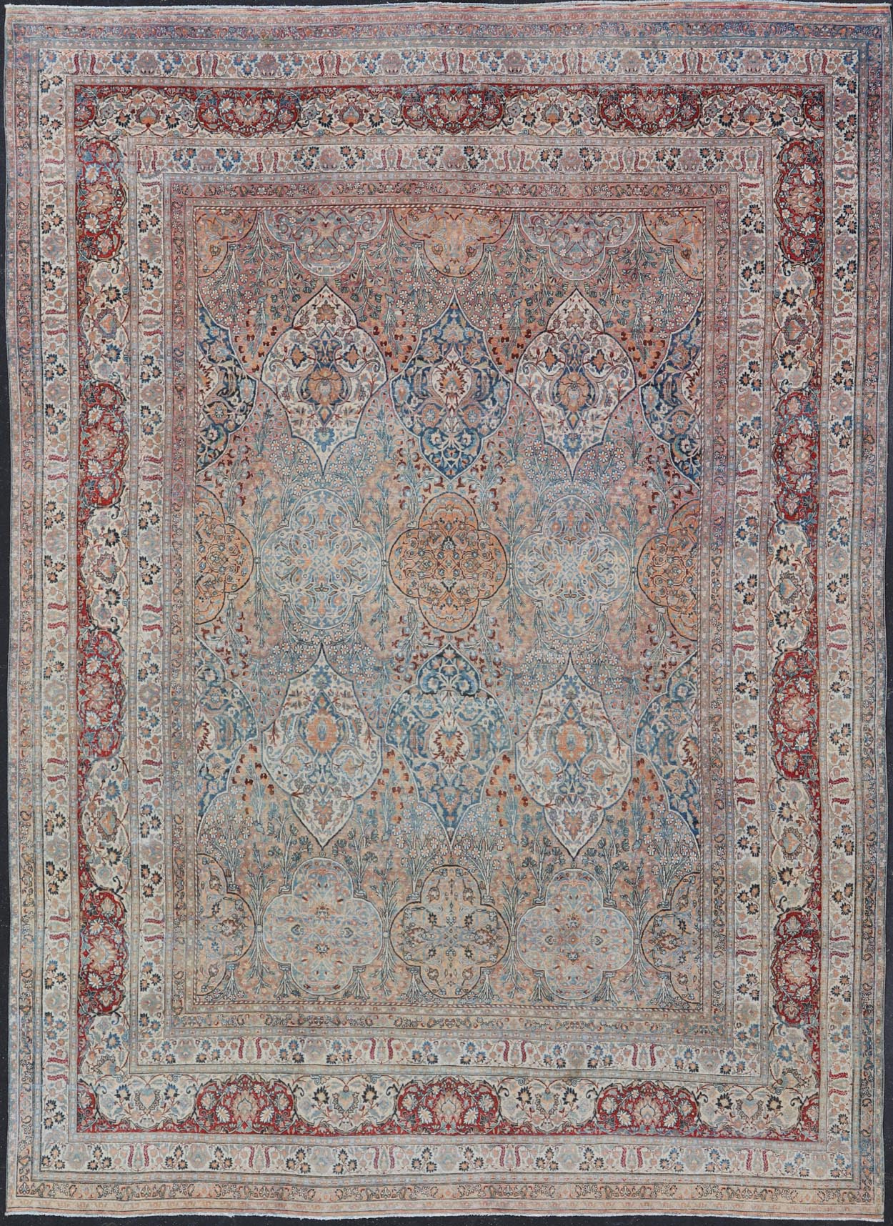 Fine Antique Persian Khorassan Rug with Stretched Palmettes and Vining Flowers. Large Antique Persian Khorassan Rug with All - Over Palmettes and Vining Flowers. Keivan Woven Arts / rug 21205, country of origin / type: Iran / Khorassan, circa 1920. Me... - Keivan Woven Arts21205 - 157Rug
