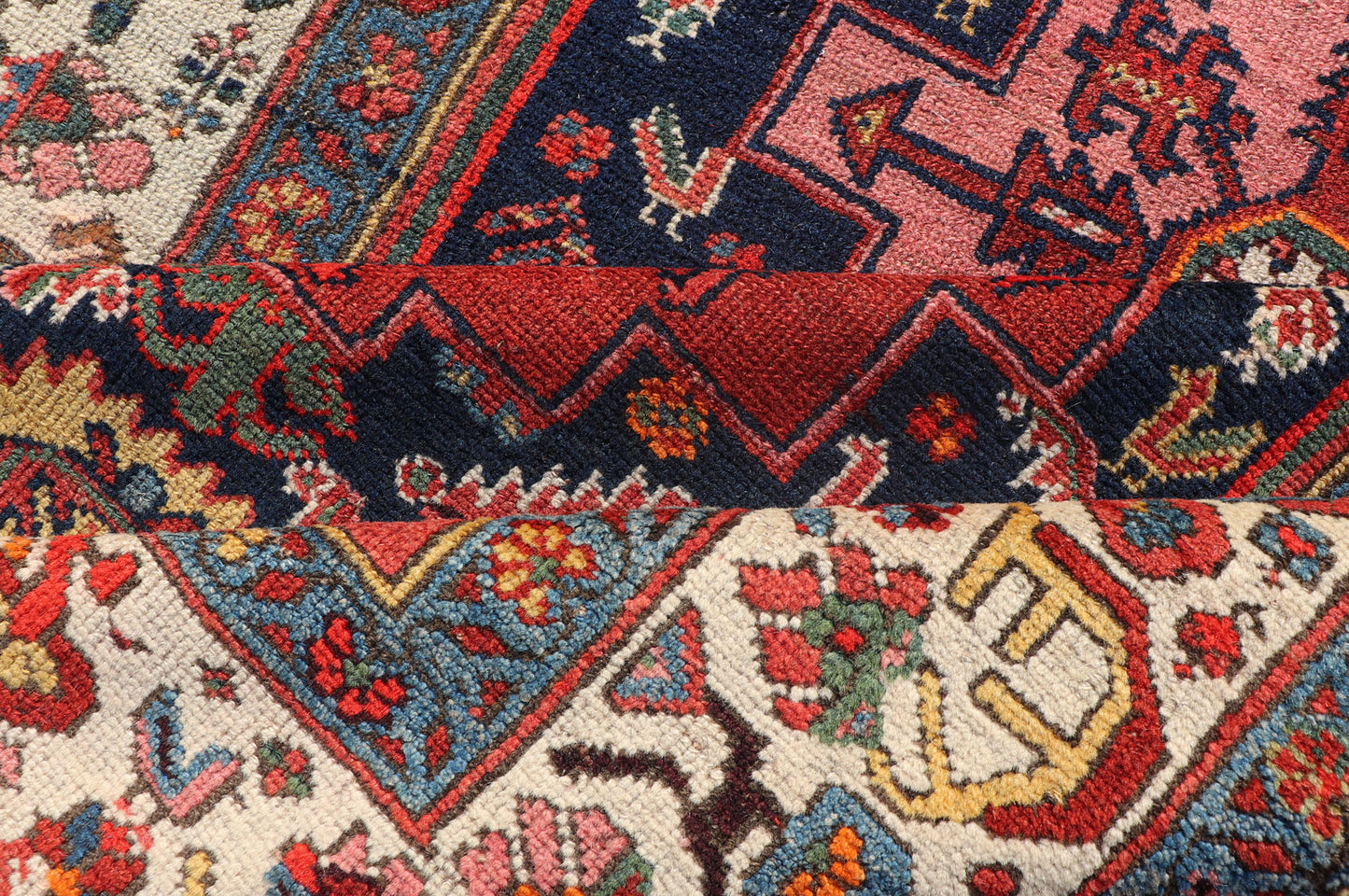 Antique Persian Kurdish Rug With Medallion Design in Blue, Red, and Ivory
Rich vegetable colors in Blue and red Tribal Medallion design fine weave Kurdish antique rug from Persia, Keivan Woven Arts / rug R20-0503, country of origin / type: Iran ...