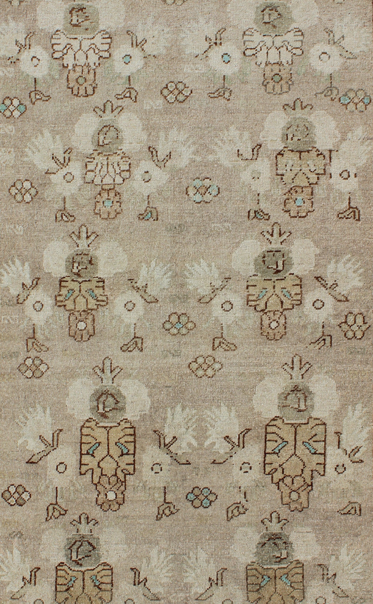 Taupe, Tan and Brown Medallion Vintage Turkish Oushak with Hints of Pale Green kwarugs
Taupe and tan eight medallion vintage Turkish Oushak rug with hints of light teal and green, rug tu-mtu-95097, country of origin / type: Turkey / Oushak, circ...