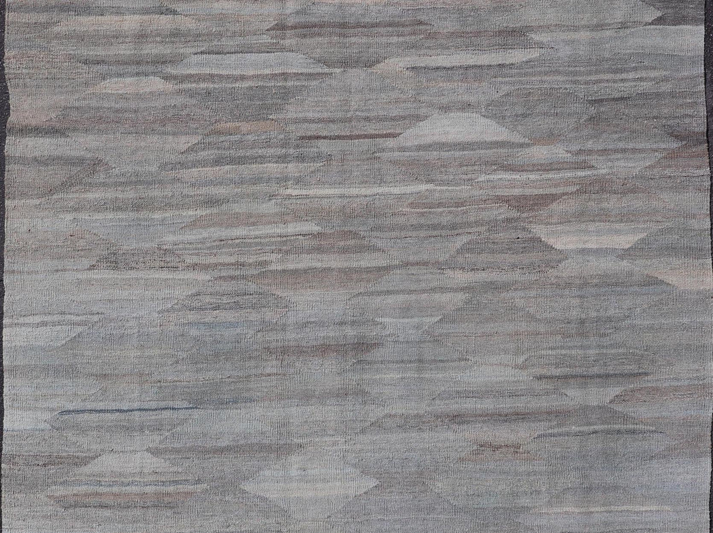 Modern Flat Weave Kilim in Wool with Sub - Geometric Diamond Design This modern casual tribal kilim has been hand - woven. The rug features a modern sub - geometric diamond design, rendered in multicolor of grays; making this kilim a superb fit for a var... - Keivan Woven ArtsAFG - 121 - 19688Rug