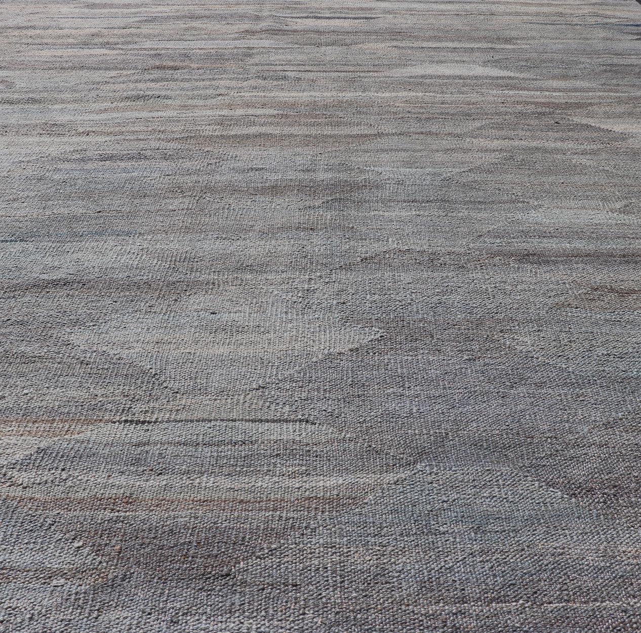 Modern Flat Weave Kilim in Wool with Sub - Geometric Diamond Design This modern casual tribal kilim has been hand - woven. The rug features a modern sub - geometric diamond design, rendered in multicolor of grays; making this kilim a superb fit for a var... - Keivan Woven ArtsAFG - 121 - 19688Rug