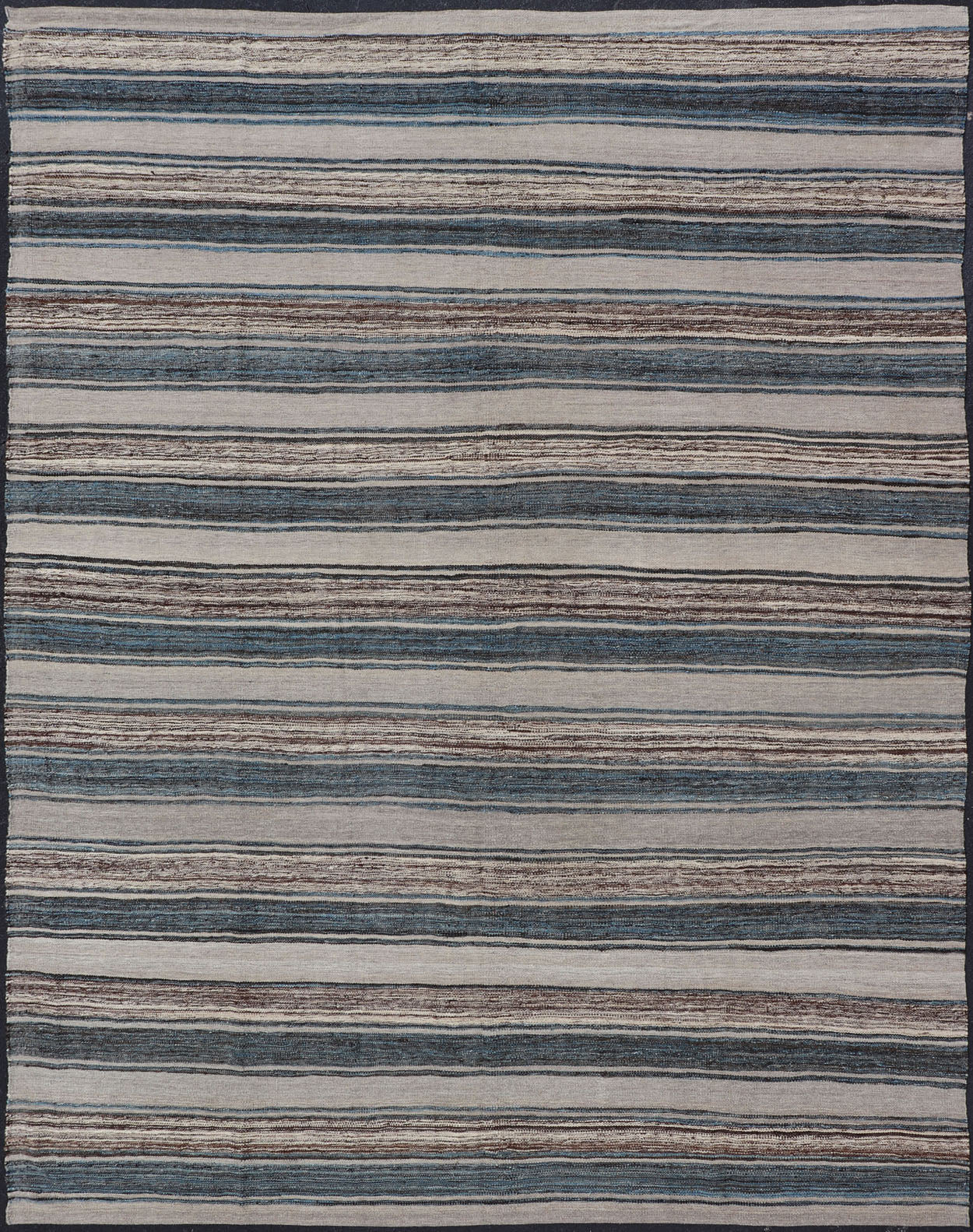 Versatile and natural blue, cream, and brown flat - weave Kilim for a modern or classic design. Flat - weave Kilim rug with brown tones. Keivan Woven Arts / rug AFG - 124, country of origin / type: Afghanistan / Kilim Measures:8'3 x 11'3. This cream, b... - Keivan Woven ArtsAFG - 124 - 15805Rug