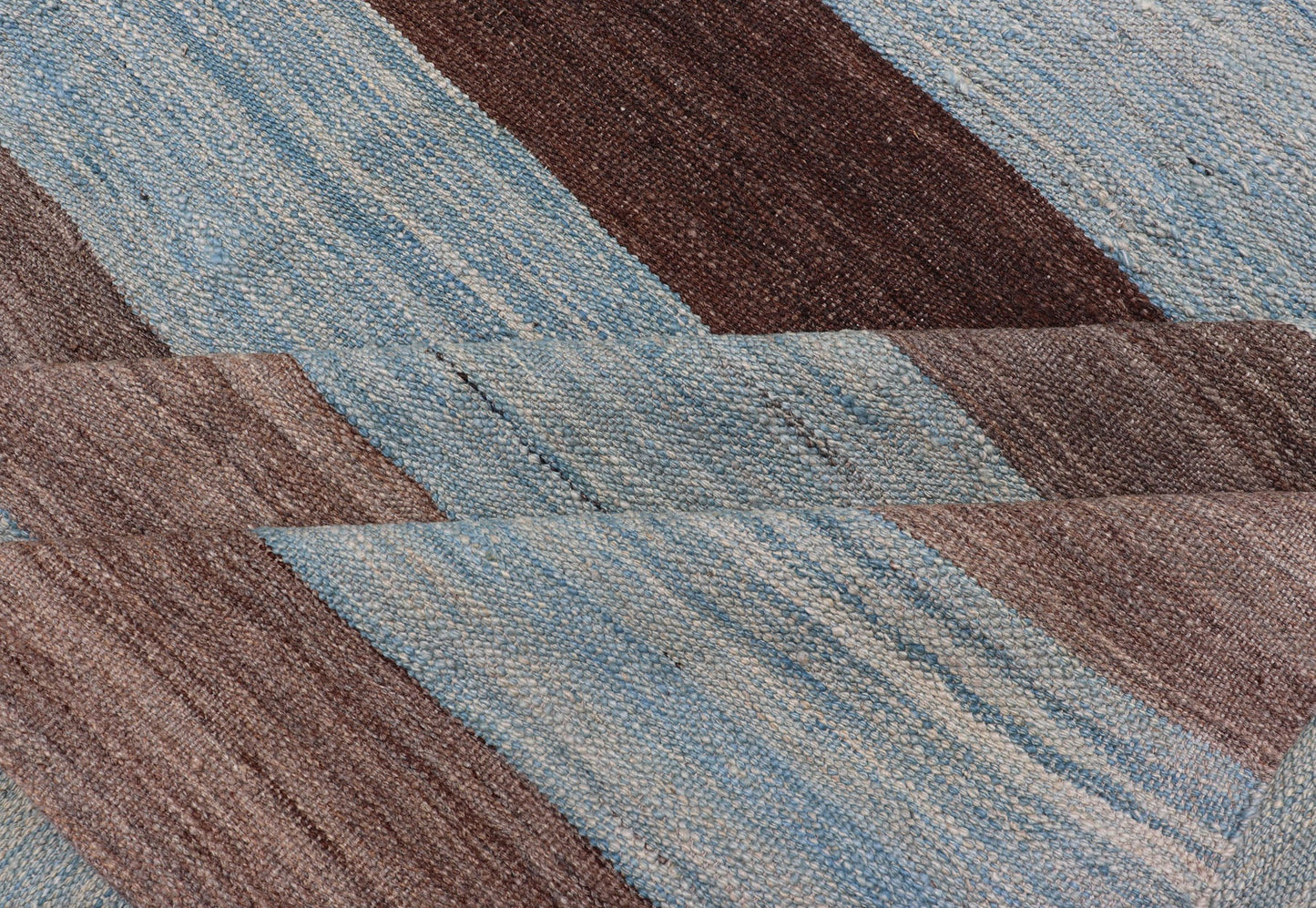 Modern Kilim Hand Woven Casual Rug with Stripes in Shades of Blue and Brown Flat - weave Kilim rug with stripes with modern design in shades of blue's, brown's. Keivan Woven Arts / rug AFG - 155, country of origin / type: Afghanistan / Kilim ... - Keivan Woven ArtsAFG - 155 - 15831Rug