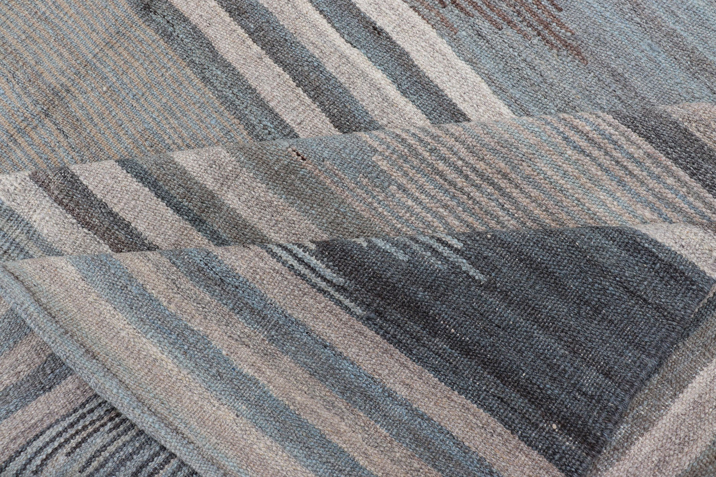 Modern Afghanistan Kilim with Blue, Brown, Gray and Cream blue, gray, brown checkered Kilim Modern rug with Kilim, Keivan Woven Arts / rug AFG - 203, country of origin / type: Afghanistan / Kilim, condition: new This brand new rug features ... - Keivan Woven ArtsAFG - 203 - 15841Rug