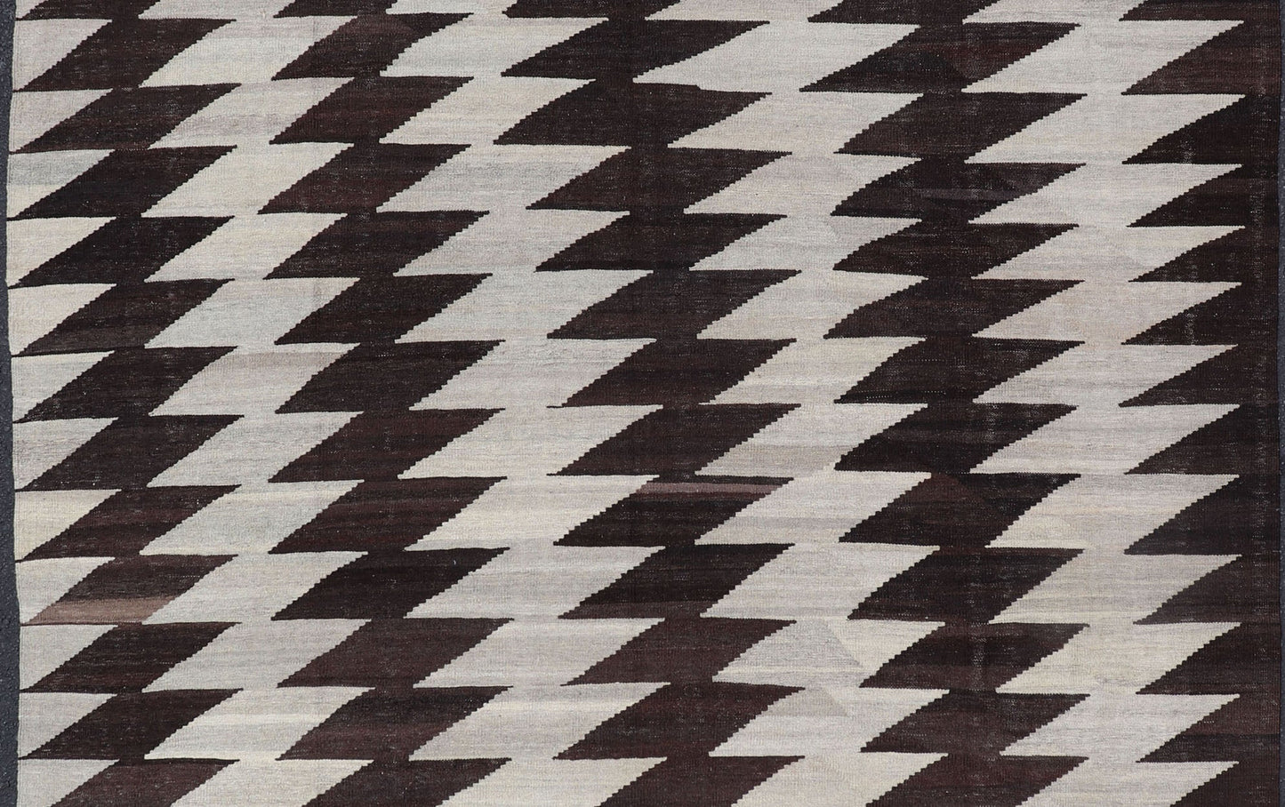 Modern Kilim with Geometric Dark Brown & Off White. Dark Brown and white modern Kilim finely woven in Afghanistan, Keivan Woven Arts/rug /AFG - 204, country of origin / type: Afghanistan / Kilim, condition: new Measures: 7'9 x 9'8 ... - Keivan Woven ArtsAFG - 204 - 15847Rug