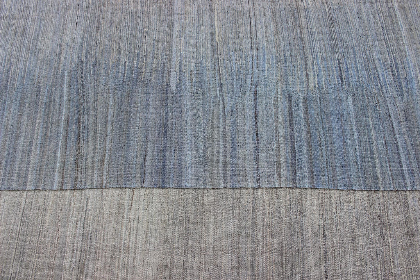 Large Kilim Rug in light blue, light Gray & Cream with Minimalist Modern Design. Large Kilim Rug with Minimalist and Modern Design. rug/AFG - 27618 , country of origin / type: Afghanistan /Kilim. The subdued design of this kilim rug makes... - Keivan Woven ArtsAFG - 27618 - A - 11875Rug