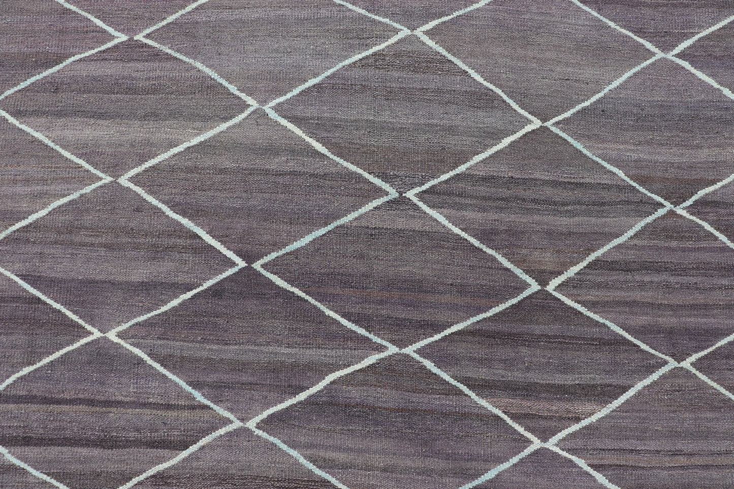 Modern Design Flat - Weave Kilim Rug in D. Purple Brown and Lt. Blue Green Colors. Large Modern flat - weave Fine Kilim rug in shades of Dark Purple, Brown and Light Blue Green highlights. Keivan Woven Arts / rug AFG - 27634, country of origin / type... - Keivan Woven ArtsAFG - 27634 - 13974Rug