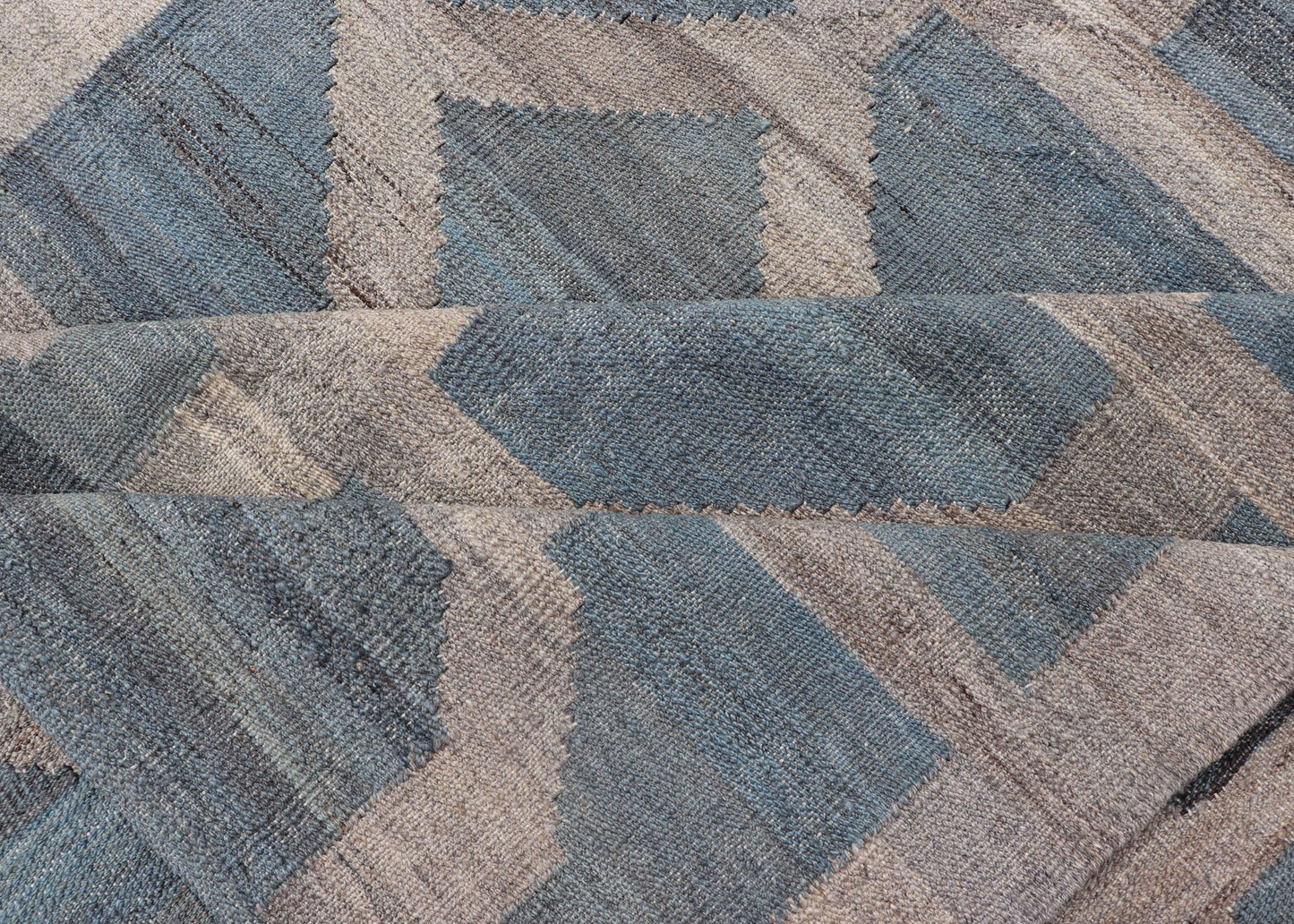 Large Hand Woven Flat Weave Modern Geometric Patterned Kilim in Blues and Creams Flat - weave Kilim rug with all - over design in shades of blues and creams/grays, rug AFG - 27684, Keivan Woven Arts / country of origin / type: Afghanistan / Kilim ... - Keivan Woven ArtsAFG - 27684 - 15859Rug