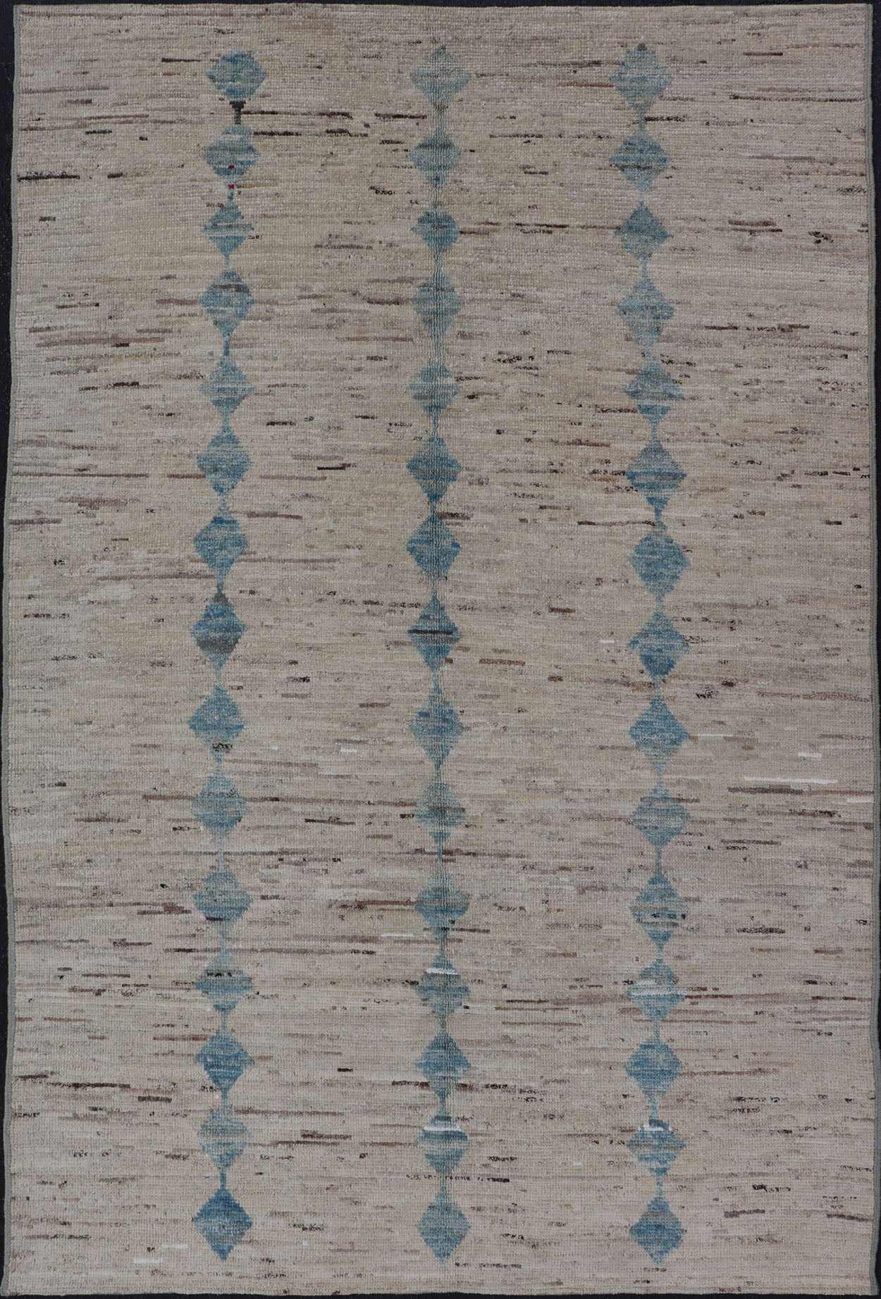 Casual Modern Rug in Creams and Blue Tones and Minimalist Design Rug with Casual Modern design, rug AFG - 33330,Keivan Woven Arts / country of origin / type: Afghanistan / Moroccan tribal, modern casual Neutral tone rug. The Minimalist desi... - Keivan Woven ArtsAFG - 29205 - 15885Rug