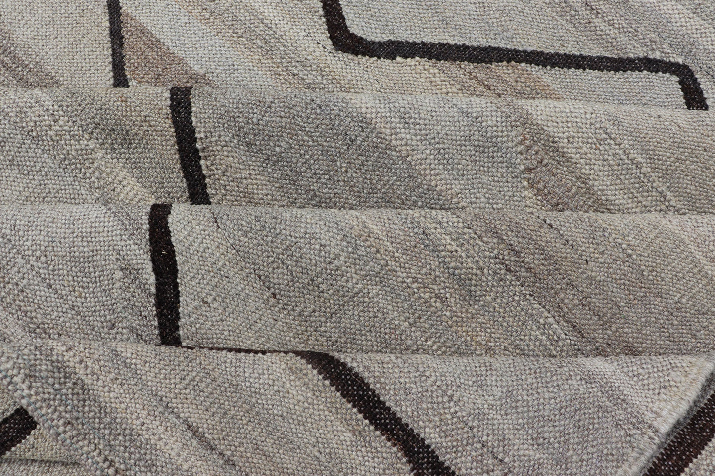 Natural Color - Tone Flat - Weave Modern Kilim in Grays and Brown Versatile and natural color - tone flat - weave Kilim for a modern or Classic design Flat - weave Kilim rug with natural tones, Keivan Woven Arts / rug AFG - 29513, country of origin / type:... - Keivan Woven ArtsAFG - 29513 - 15889Rug