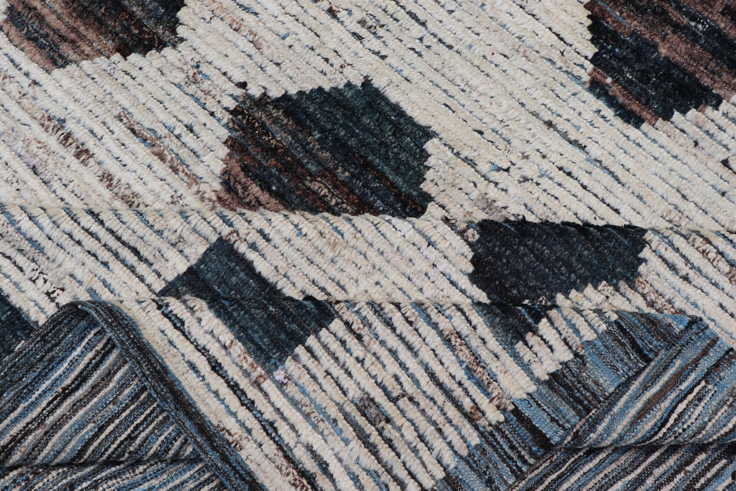 Tribal Moroccan with All - Over Pattern in Cream, Brown and Dark Teal teal, brown and cream rug with modern casual design and natural wool, rug AFG - 29885, country of origin / type: Afghanistan / Modern, Keivan Woven Arts This New Creation ... - Keivan Woven ArtsAFG - 29885 - 15667Rug