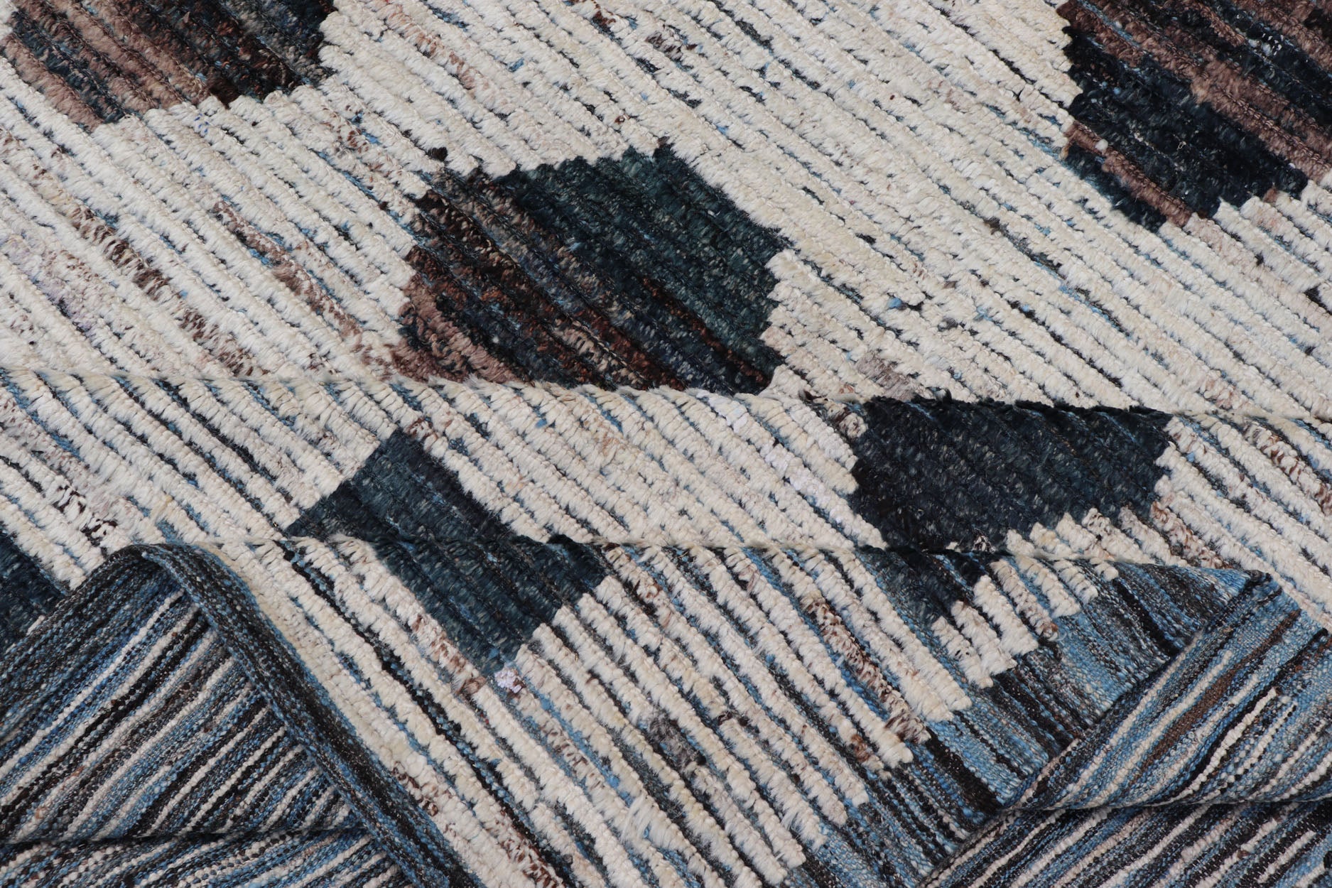 Tribal Moroccan with All - Over Pattern in Cream, Brown and Dark Teal teal, brown and cream rug with modern casual design and natural wool, rug AFG - 29885, country of origin / type: Afghanistan / Modern, Keivan Woven Arts This New Creation ... - Keivan Woven ArtsAFG - 29885 - 15667Rug