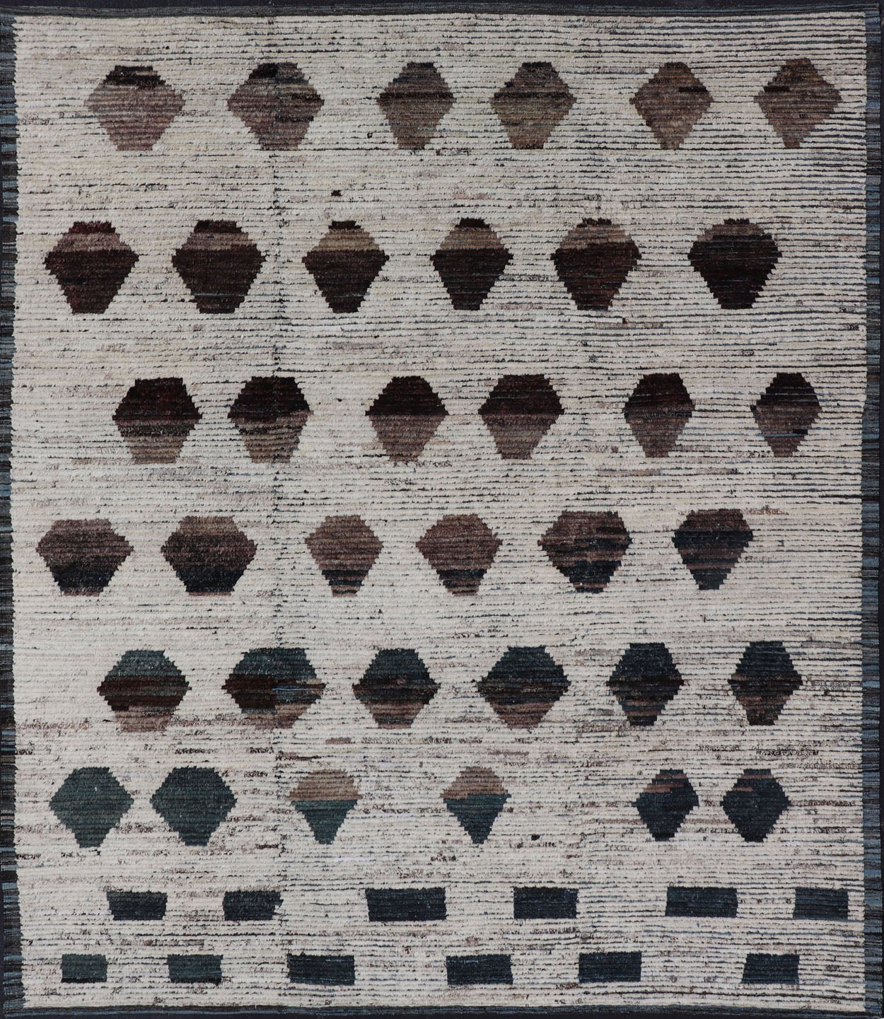 Tribal Moroccan with All - Over Pattern in Cream, Brown and Dark Teal teal, brown and cream rug with modern casual design and natural wool, rug AFG - 29885, country of origin / type: Afghanistan / Modern, Keivan Woven Arts This New Creation ... - Keivan Woven ArtsAFG - 29885 - 15667Rug