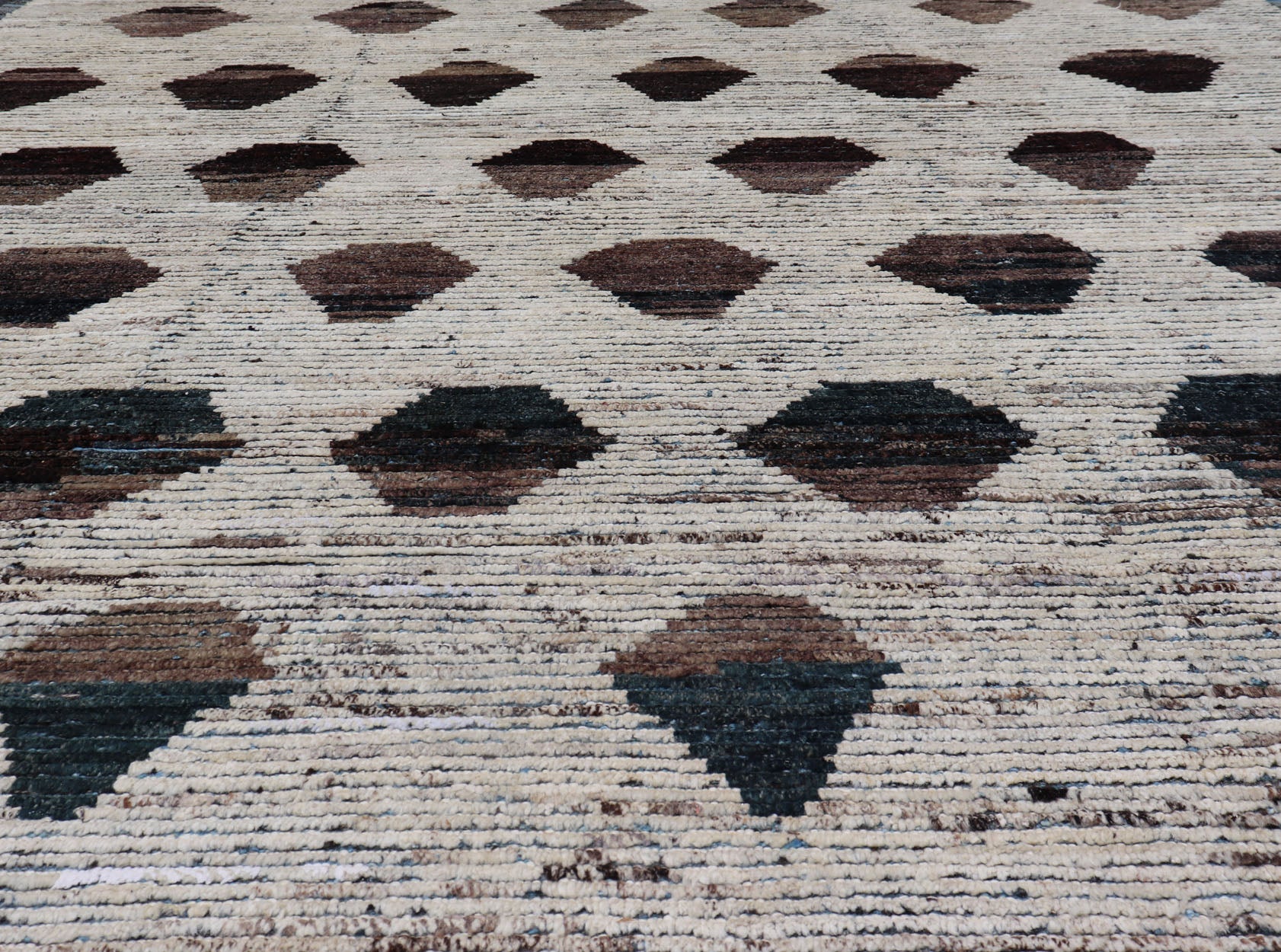 Tribal Moroccan with All - Over Pattern in Cream, Brown and Dark Teal teal, brown and cream rug with modern casual design and natural wool, rug AFG - 29885, country of origin / type: Afghanistan / Modern, Keivan Woven Arts This New Creation ... - Keivan Woven ArtsAFG - 29885 - 15667Rug