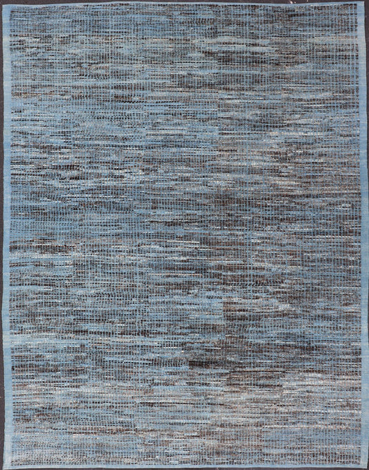 Modern Casual Afghanistan with Hi - Low Textured Rug in Blue & Charcoal Colors. Afghanistan made rug in Various blues and charcoal colors in hi - low texture and free - flowing tribal design, rug AFG - 30452, country of origin / type: Afghanistan / Modern ... - Keivan Woven ArtsAFG - 30452 - 15681Rug