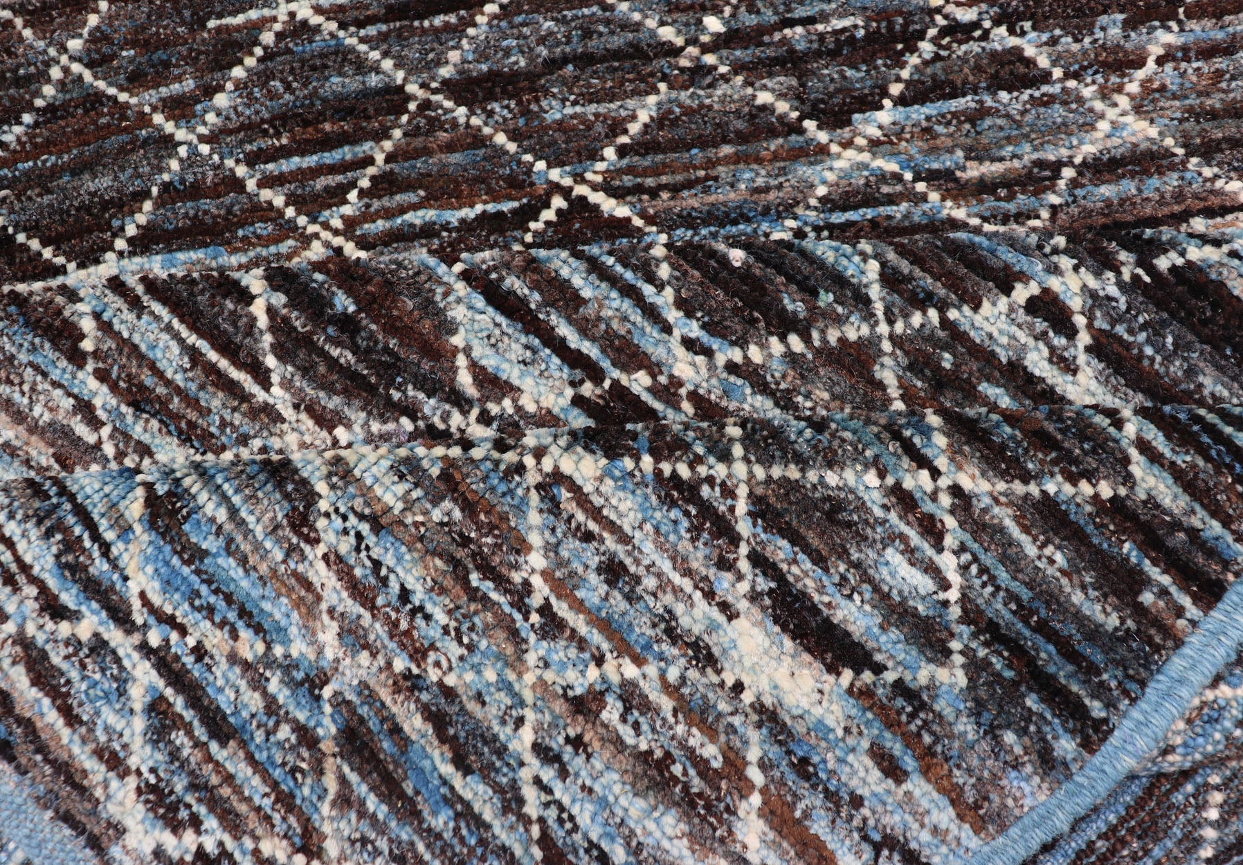 Modern Afghanistan Runner in Neutral Tones with Subdued Design Blue and Brown tone rug with Moroccan free - flowing tribal design, Keivan Woven Arts / rug AFG - 30667, country of origin / type: Afghanistan The subdued design of this piled ru... - Keivan Woven ArtsAFG - 30667 - 15685Rug