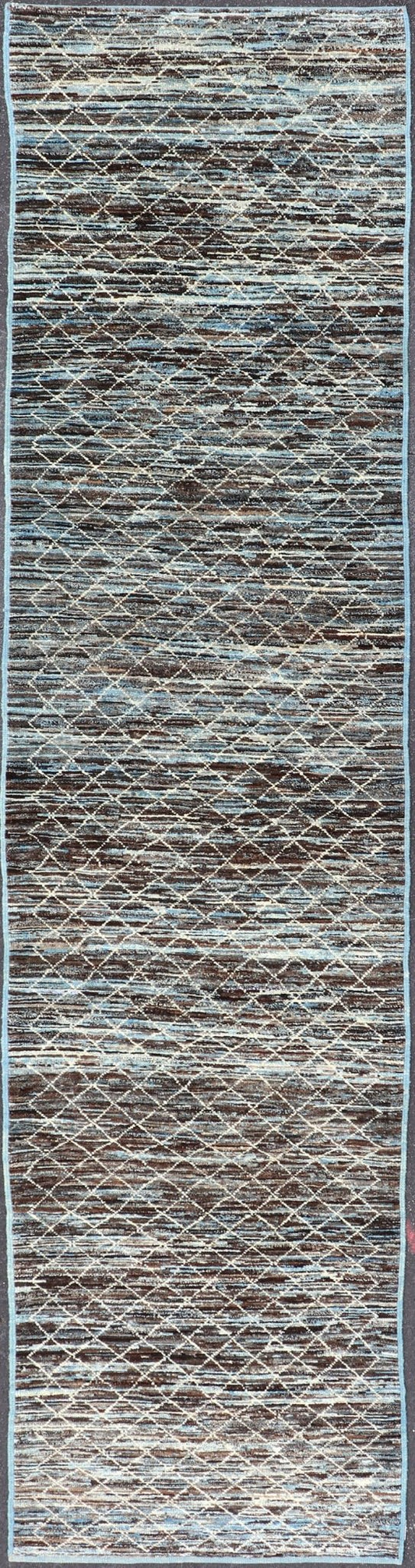 Modern Afghanistan Runner in Neutral Tones with Subdued Design Blue and Brown tone rug with Moroccan free - flowing tribal design, Keivan Woven Arts / rug AFG - 30667, country of origin / type: Afghanistan The subdued design of this piled ru... - Keivan Woven ArtsAFG - 30667 - 15685Rug