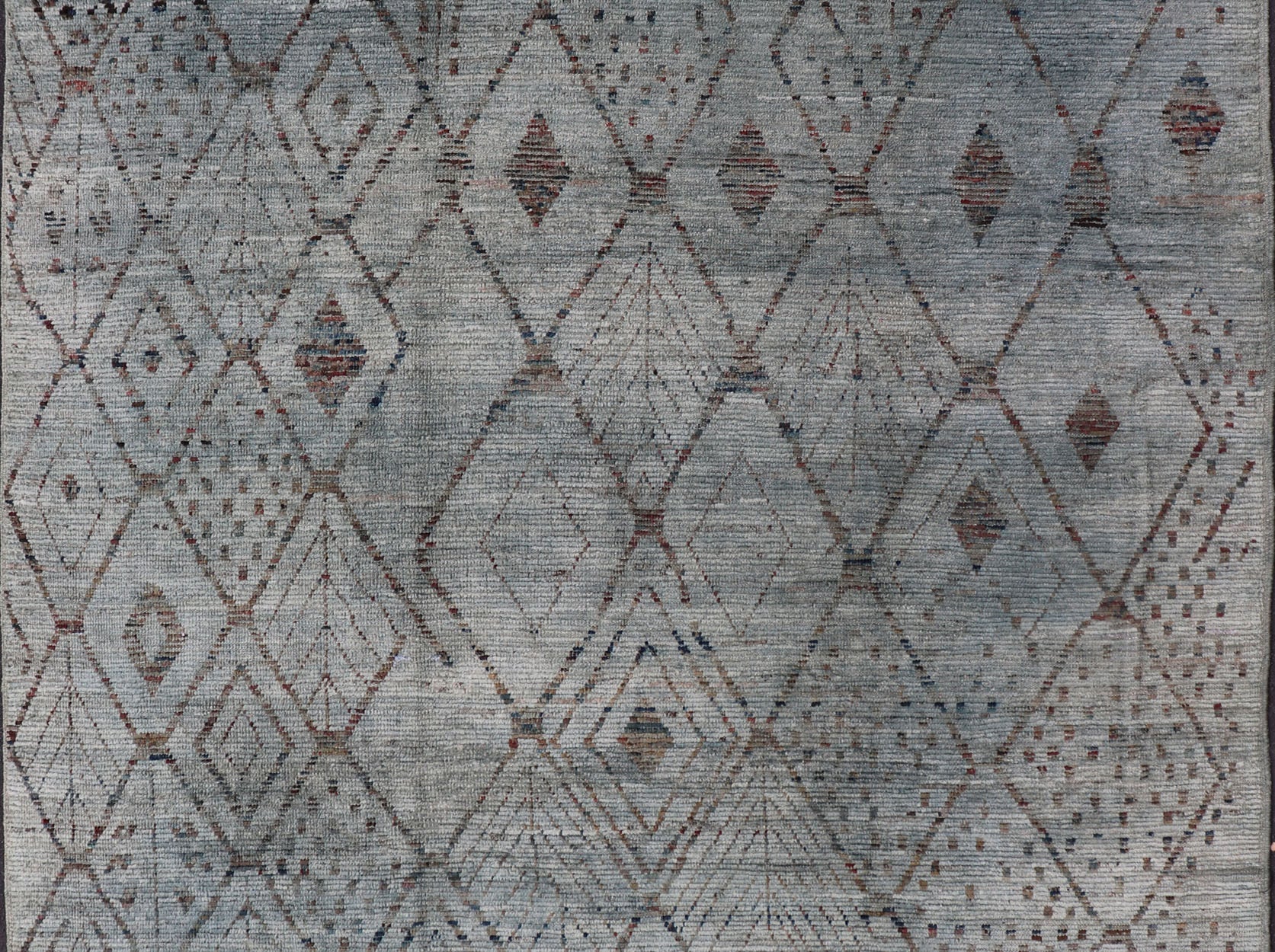 Casual Modern Design Rug in Muted Green and Subdued Brown Design light green tone rug with casual modern design, rug afg - 29476, country of origin / type: Afghanistan / Moroccan tribal, modern casual The subdued design of this piled rug m... - Keivan Woven ArtsAFG - 31839 - 15907Rug