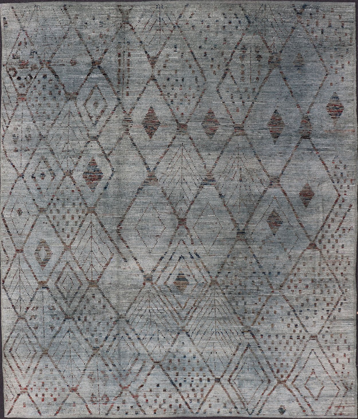Casual Modern Design Rug in Muted Green and Subdued Brown Design light green tone rug with casual modern design, rug afg - 29476, country of origin / type: Afghanistan / Moroccan tribal, modern casual The subdued design of this piled rug m... - Keivan Woven ArtsAFG - 31839 - 15907Rug