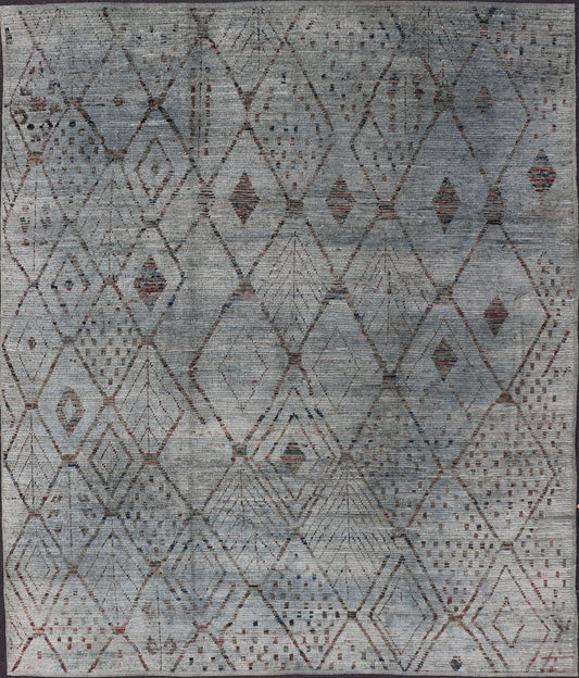 Casual Modern Design Rug in Muted Green and Subdued Brown Design light green tone rug with casual modern design, rug afg - 29476, country of origin / type: Afghanistan / Moroccan tribal, modern casual The subdued design of this piled rug m... - Keivan Woven ArtsAFG - 31839 - 15907Rug