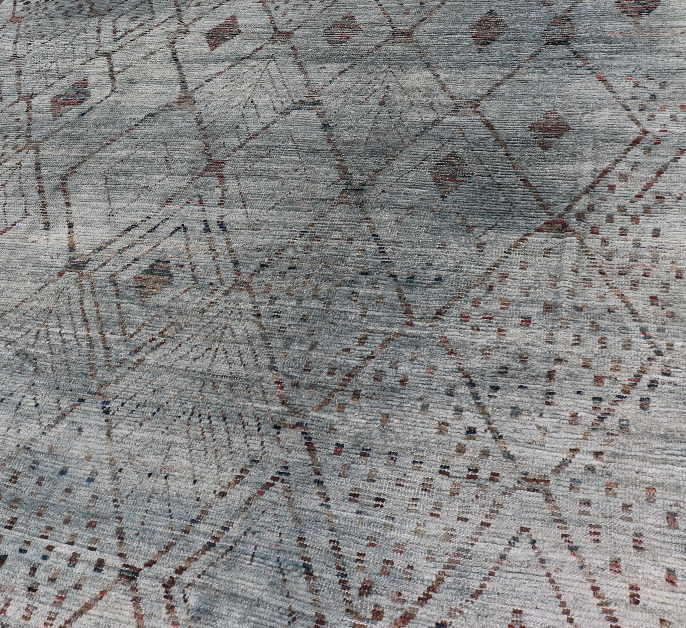Casual Modern Design Rug in Muted Green and Subdued Brown Design light green tone rug with casual modern design, rug afg - 29476, country of origin / type: Afghanistan / Moroccan tribal, modern casual The subdued design of this piled rug m... - Keivan Woven ArtsAFG - 31839 - 15907Rug