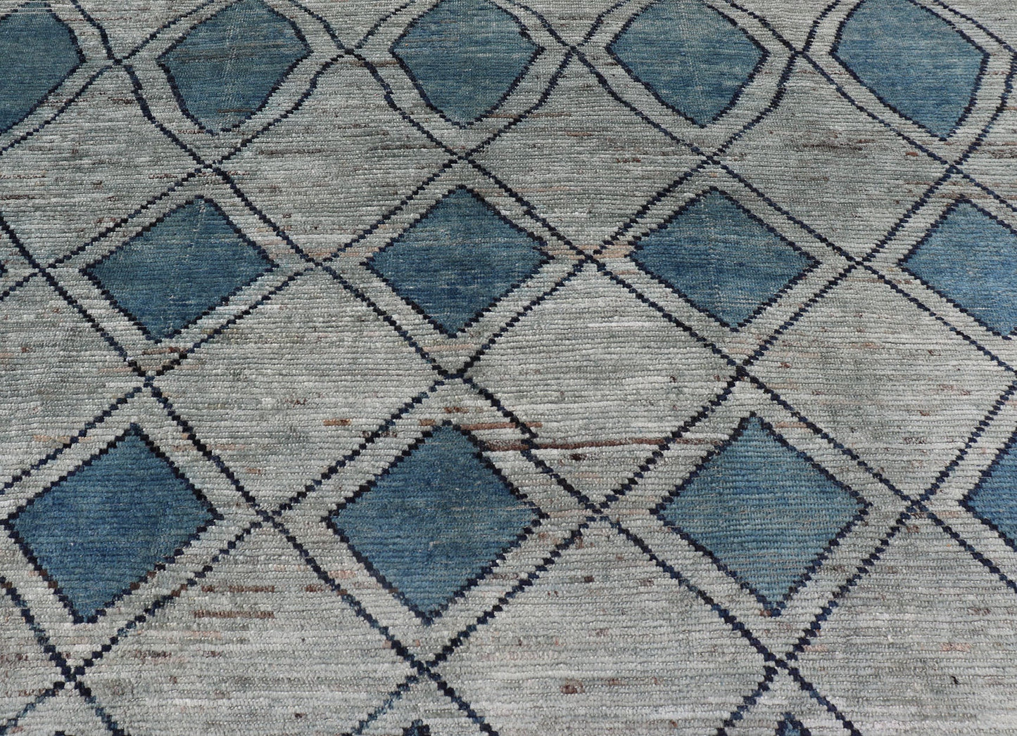 Modern Casual Design Tribal Rug with Diamond Pattern in Green, Blue, and Brown Blue, green, andbrown rug with modern casual design and natural wool, Keivan Woven Arts / rug AFG - 31855, country of origin / type: Afghanistan / Modern This cl... - Keivan Woven ArtsAFG - 31855 - 15911Rug