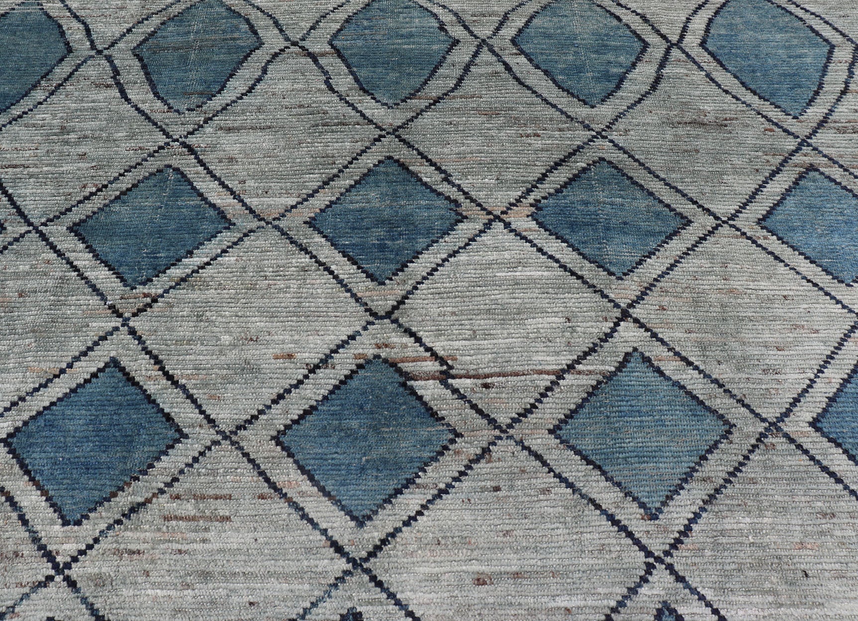 Modern Casual Design Tribal Rug with Diamond Pattern in Green, Blue, and Brown Blue, green, andbrown rug with modern casual design and natural wool, Keivan Woven Arts / rug AFG - 31855, country of origin / type: Afghanistan / Modern This cl... - Keivan Woven ArtsAFG - 31855 - 15911Rug