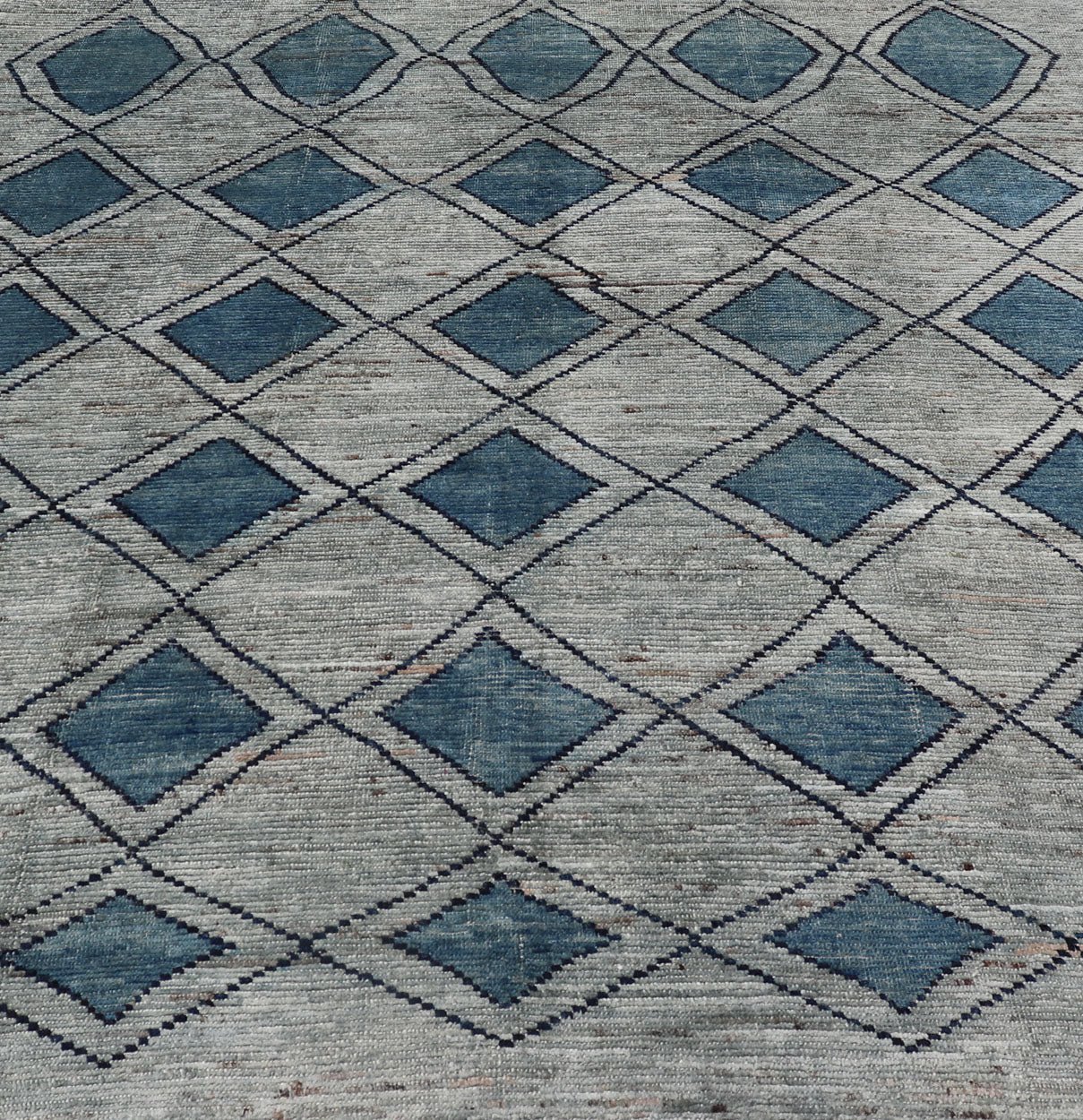 Modern Casual Design Tribal Rug with Diamond Pattern in Green, Blue, and Brown Blue, green, andbrown rug with modern casual design and natural wool, Keivan Woven Arts / rug AFG - 31855, country of origin / type: Afghanistan / Modern This cl... - Keivan Woven ArtsAFG - 31855 - 15911Rug