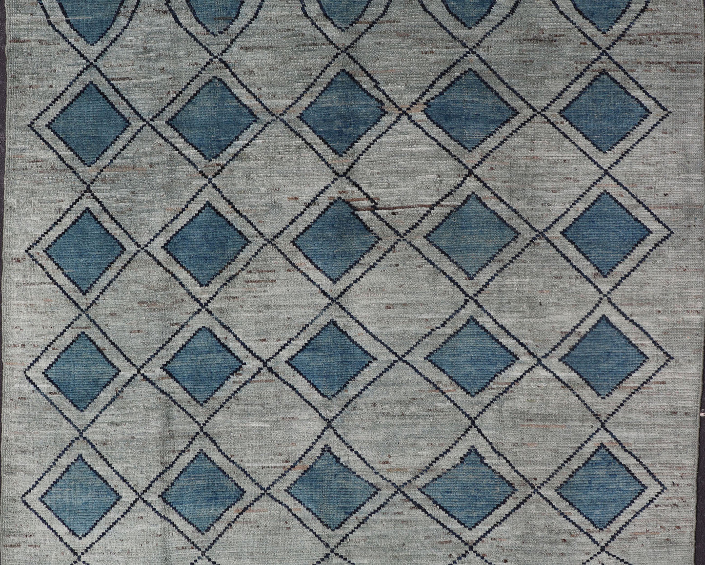 Modern Casual Design Tribal Rug with Diamond Pattern in Green, Blue, and Brown Blue, green, andbrown rug with modern casual design and natural wool, Keivan Woven Arts / rug AFG - 31855, country of origin / type: Afghanistan / Modern This cl... - Keivan Woven ArtsAFG - 31855 - 15911Rug