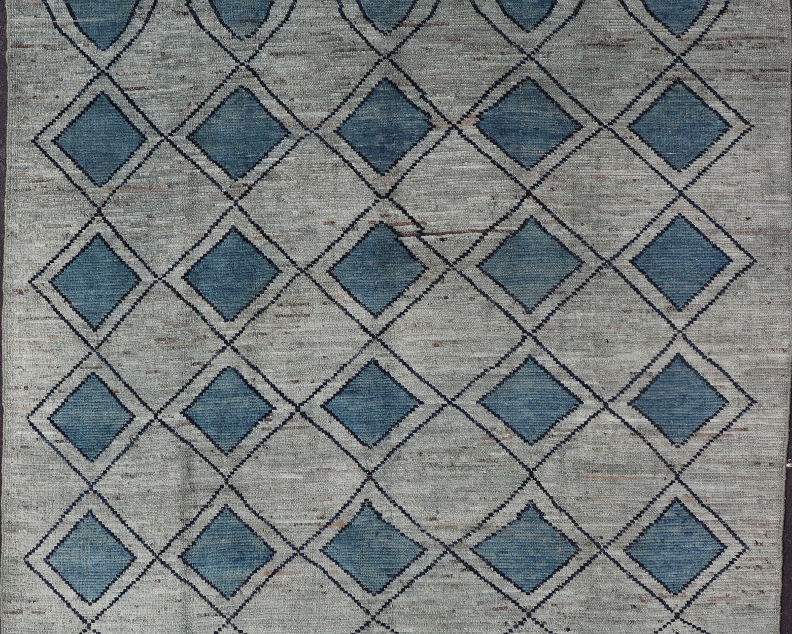 Modern Casual Design Tribal Rug with Diamond Pattern in Green, Blue, and Brown Blue, green, andbrown rug with modern casual design and natural wool, Keivan Woven Arts / rug AFG - 31855, country of origin / type: Afghanistan / Modern This cl... - Keivan Woven ArtsAFG - 31855 - 15911Rug