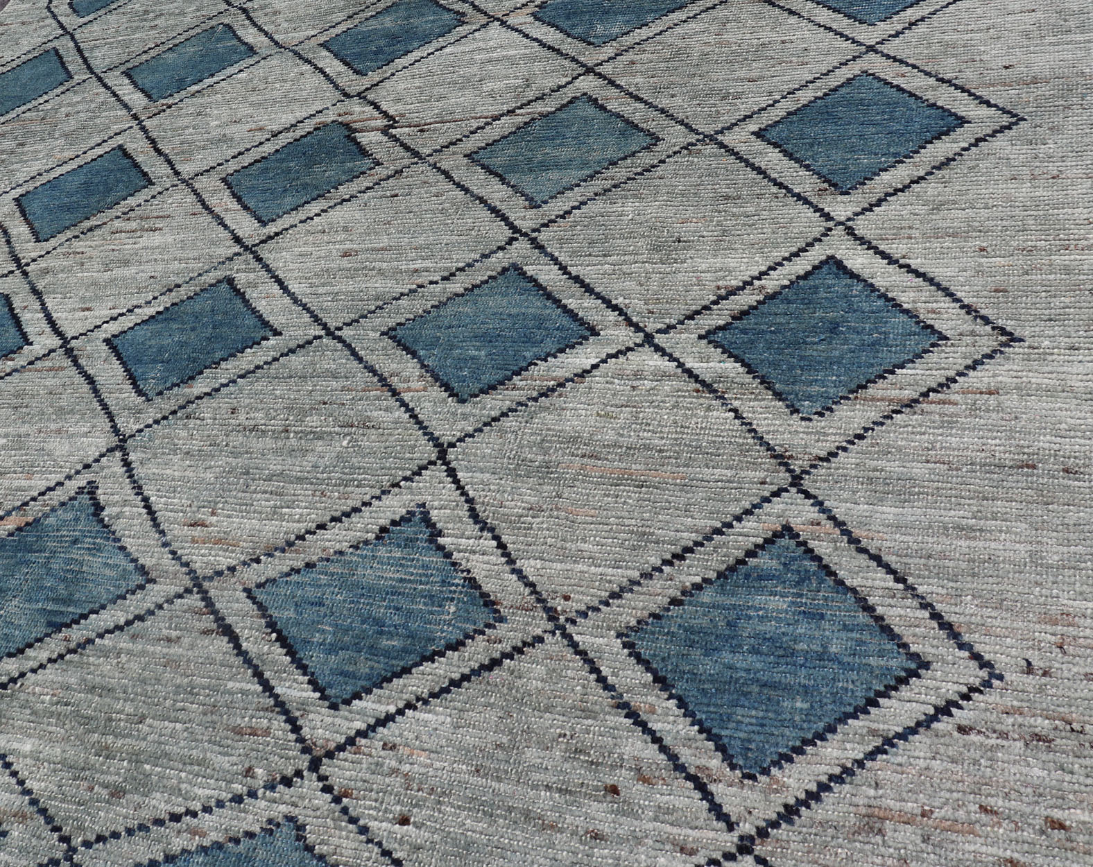 Modern Casual Design Tribal Rug with Diamond Pattern in Green, Blue, and Brown Blue, green, andbrown rug with modern casual design and natural wool, Keivan Woven Arts / rug AFG - 31855, country of origin / type: Afghanistan / Modern This cl... - Keivan Woven ArtsAFG - 31855 - 15911Rug