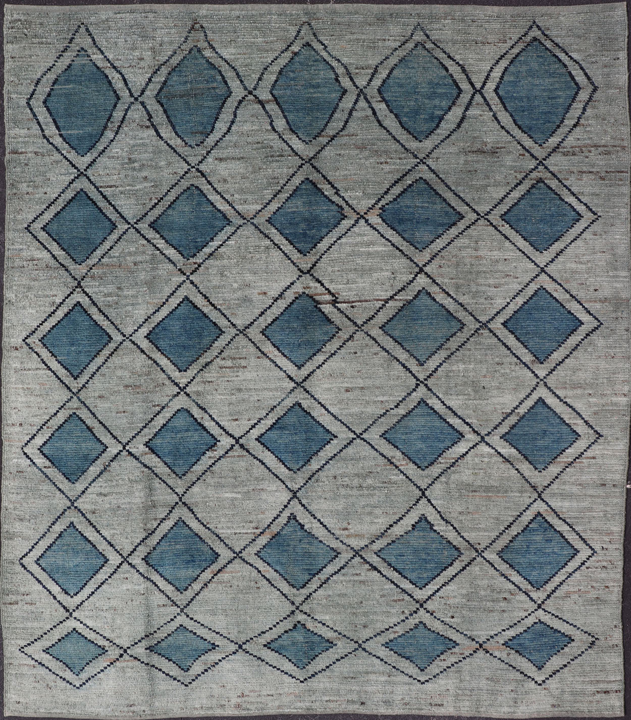 Modern Casual Design Tribal Rug with Diamond Pattern in Green, Blue, and Brown Blue, green, andbrown rug with modern casual design and natural wool, Keivan Woven Arts / rug AFG - 31855, country of origin / type: Afghanistan / Modern This cl... - Keivan Woven ArtsAFG - 31855 - 15911Rug