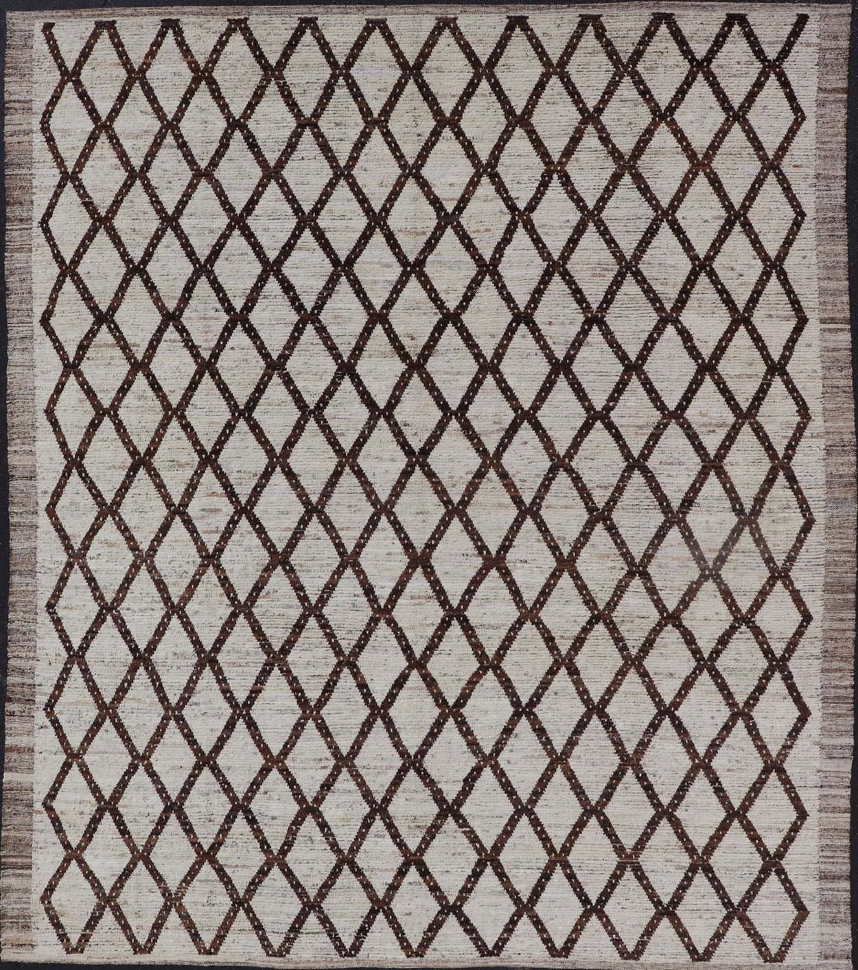 Tribal Moroccan with Intricate Diamond Pattern in White and Earth Tones Cream andbrown rug with modern casual design and natural wool, Keivan Woven Arts rug AFG - 33316, country of origin / type: Afghanistan / Modern, This classic Moroccan ... - Keivan Woven ArtsAFG - 31873 - 15701Rug
