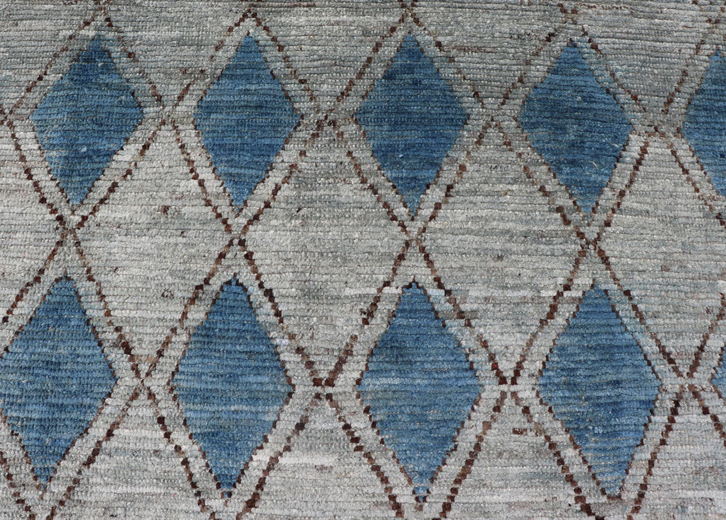 Modern Casual Design Tribal Rug with Diamond Pattern in Gray, Blue, and Brown. blue, gray, andbrown rug with modern casual design and natural wool, rug AFG - 31952, country of origin / type: Afghanistan / Modern, This classic natured Moroccan ... - Keivan Woven ArtsAFG - 31952 - 15917Rug
