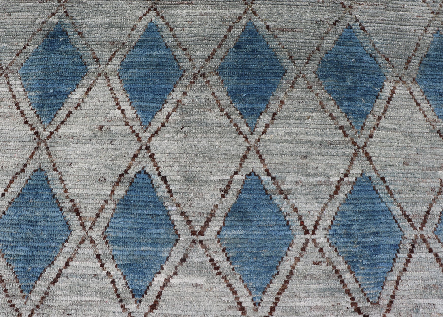 Modern Casual Design Tribal Rug with Diamond Pattern in Gray, Blue, and Brown. blue, gray, andbrown rug with modern casual design and natural wool, rug AFG - 31952, country of origin / type: Afghanistan / Modern, This classic natured Moroccan ... - Keivan Woven ArtsAFG - 31952 - 15917Rug
