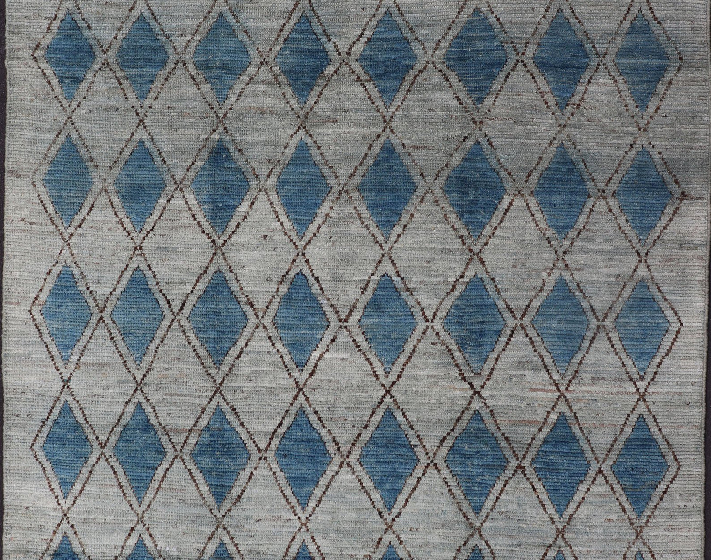 Modern Casual Design Tribal Rug with Diamond Pattern in Gray, Blue, and Brown. blue, gray, andbrown rug with modern casual design and natural wool, rug AFG - 31952, country of origin / type: Afghanistan / Modern, This classic natured Moroccan ... - Keivan Woven ArtsAFG - 31952 - 15917Rug