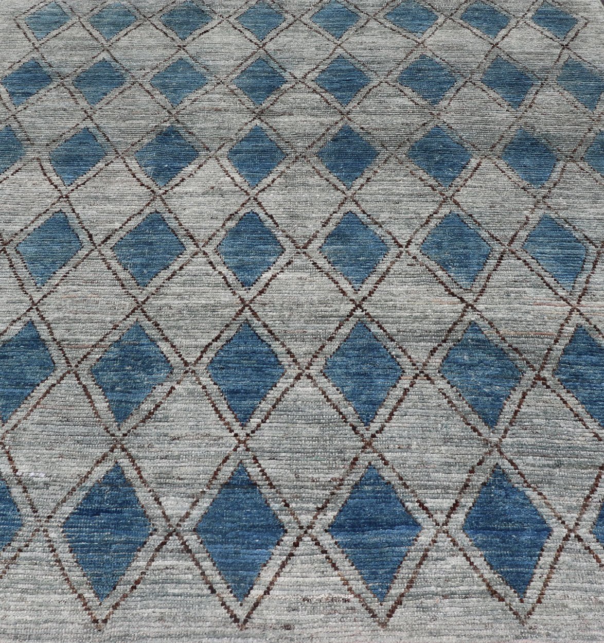 Modern Casual Design Tribal Rug with Diamond Pattern in Gray, Blue, and Brown. blue, gray, andbrown rug with modern casual design and natural wool, rug AFG - 31952, country of origin / type: Afghanistan / Modern, This classic natured Moroccan ... - Keivan Woven ArtsAFG - 31952 - 15917Rug