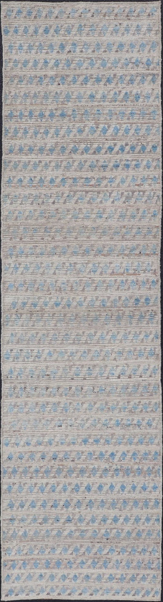 Gray, Cream and Blue Casual Tribal Design Runner in Modern Modern piled rug with all - over tribal design in blue, rug AFG - 32073, country of origin / type: Afghanistan / Piled, condition: new This brand new rug features a modern tribal all - ... - Keivan Woven ArtsAFG - 32073 - 14006Rug