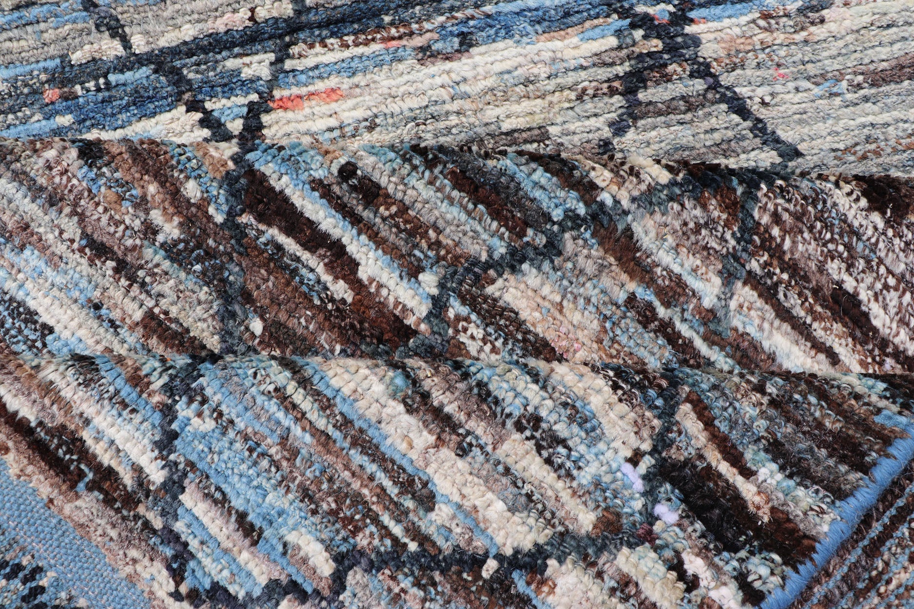 Blue, Charcoal, Gray and Brown Diamond Afghan Modern Geometric Design Modern and casual runner rug. Neutrals, charcoal, gray, blue and brown diamond Afghan Modern Geometric design. Rug AFG - 32075, country of origin / type: Afghanistan / Piled ... - Keivan Woven ArtsAFG - 32075 - 14010Rug