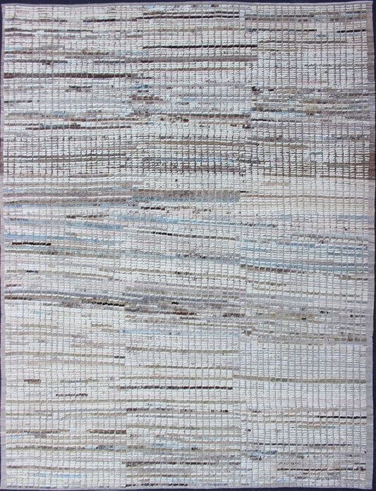 Variegated Taupe and Gray Casual Modern Rug with Combination Hi - Low Texture Casual Modern Hi and low piled rug with checkerboard design in muted taupe, rug AFG - 33304, country of origin / type: Afghanistan / Kilim This Casual modern rug fe... - Keivan Woven ArtsAFG - 33304 - 13840Rug