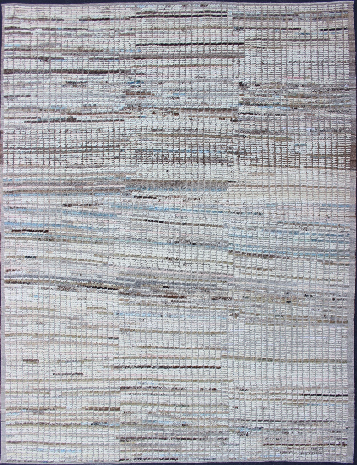 Variegated Taupe and Gray Casual Modern Rug with Combination Hi - Low Texture Casual Modern Hi and low piled rug with checkerboard design in muted taupe, rug AFG - 33304, country of origin / type: Afghanistan / Kilim This Casual modern rug fe... - Keivan Woven ArtsAFG - 33304 - 13840