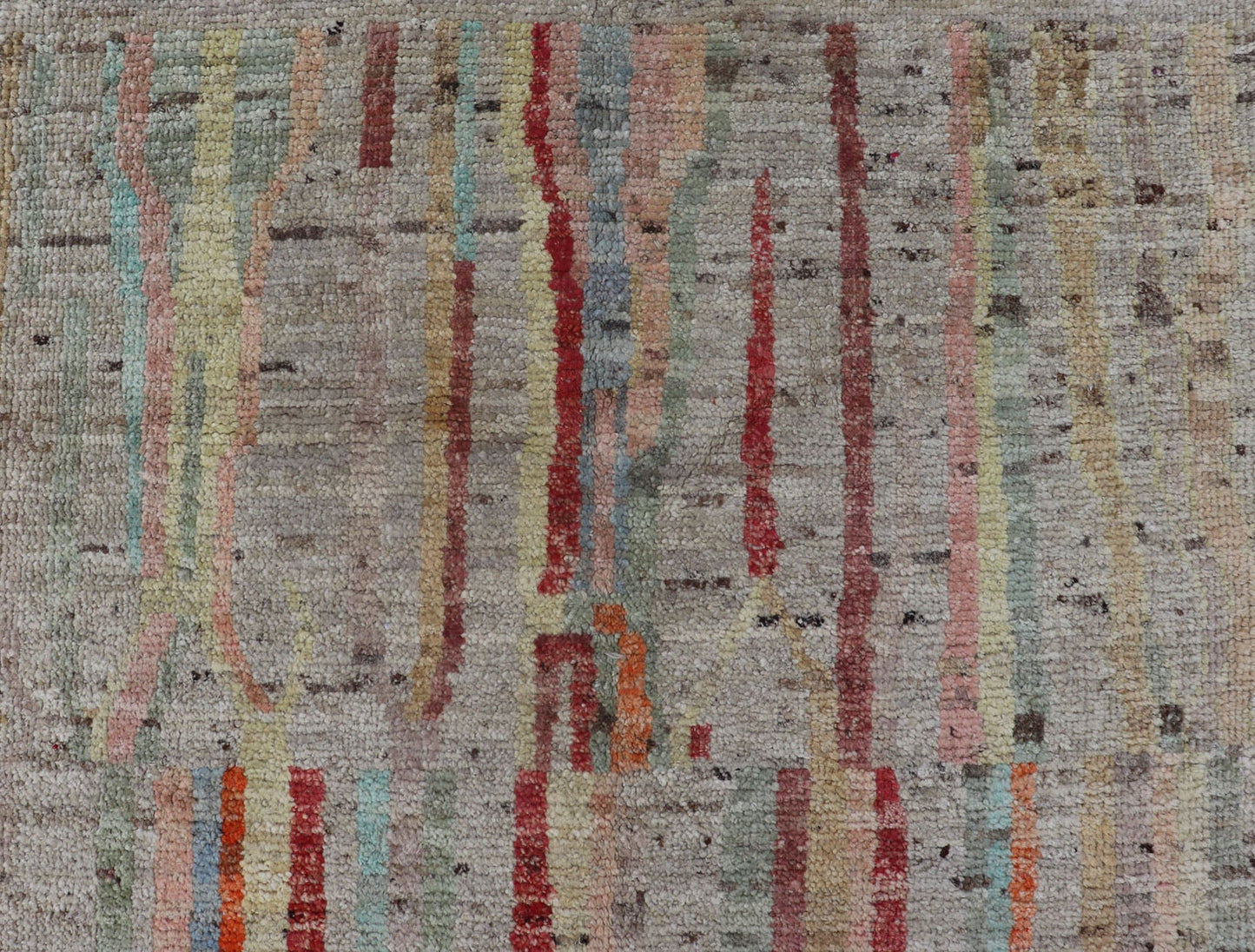 Modern Casual Hand Knotted Piled Runner in Color and Minimalist Modern Design Modern piled runner with ivory/creamy background color and variation of vivid accent colors, rug AFG - 36090, Keivan Woven Arts country of origin / type: Afghanistan / P... - Keivan Woven ArtsAFG - 36090 - 5942 - 16700Rug