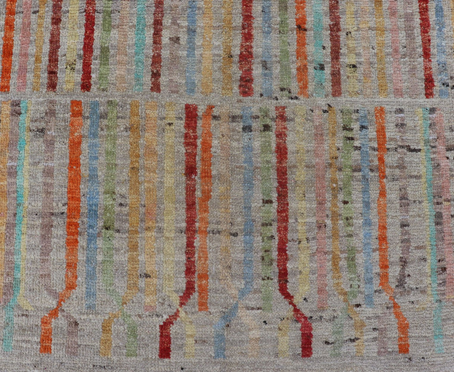 Modern Casual Hand Knotted Piled Runner in Color and Minimalist Modern Design Modern piled runner with ivory/creamy background color and variation of vivid accent colors, rug AFG - 36090, Keivan Woven Arts country of origin / type: Afghanistan / P... - Keivan Woven ArtsAFG - 36090 - 5942 - 16700Rug