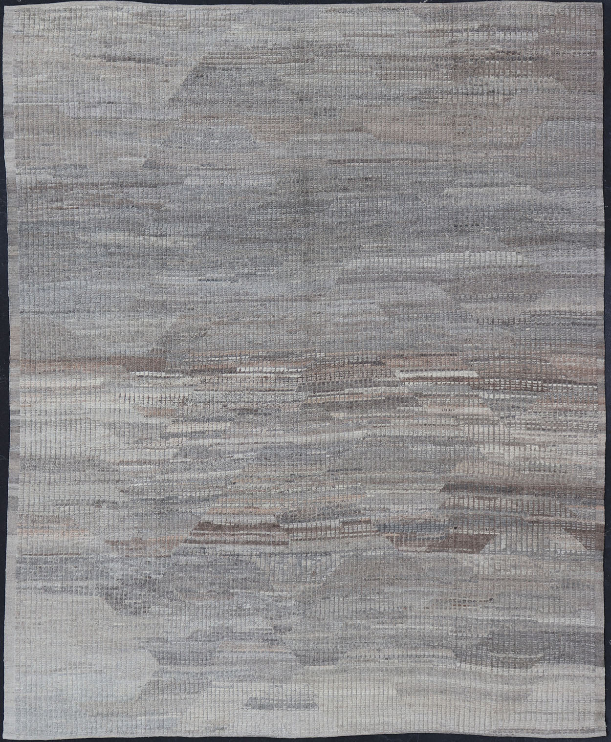 Casual Modern Rug in Neutral and Silver Gray Tones with Subdued Design Neutral tone rug with casual modern free - flowing design. Keivan Woven Arts / rug AFG - 36092, country of origin / type: Afghanistan / Casual modern design/ modern casual ... - Keivan Woven ArtsAFG - 36092 - 5748 - 16706Rug