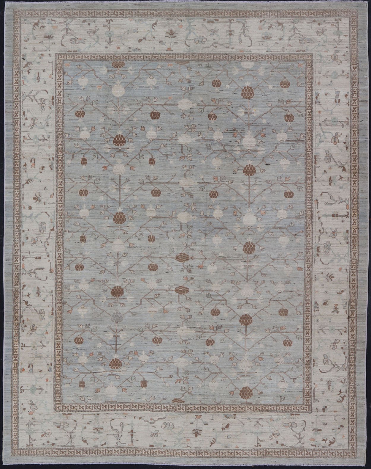 Large All - Over Design Khotan Rug in Gray Blue, Light Brown, Ivory & Taupe Large Khotan Rug with all over Pomegranate Design. Keivan Woven Arts / rug AFG - 36096, country of origin / type: Afghanistan / Khotan This Khotan features an all ove... - Keivan Woven ArtsAFG - 36096 - 5131 - 16730Rug