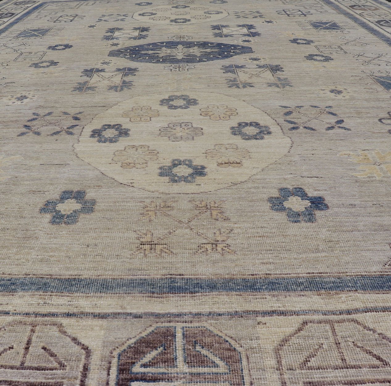 Khotan Design Rug with Geometric Medallions in Royal Blue and Cream Khotan Design Rug with Geometric Medallions in Royal Blue and Ivory, Geometric Khotan rug AFG - 36099, Keivan Woven Arts / country of origin / type: Afghanistan / Khotan T... - Keivan Woven ArtsAFG - 36099 - 5625 - 16742Rug