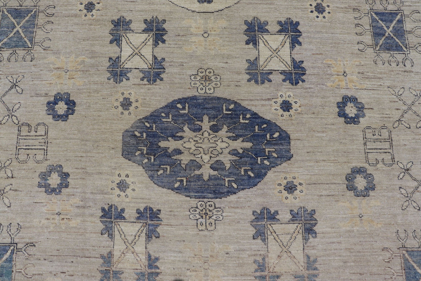 Khotan Design Rug with Geometric Medallions in Royal Blue and Cream Khotan Design Rug with Geometric Medallions in Royal Blue and Ivory, Geometric Khotan rug AFG - 36099, Keivan Woven Arts / country of origin / type: Afghanistan / Khotan T... - Keivan Woven ArtsAFG - 36099 - 5625 - 16742Rug