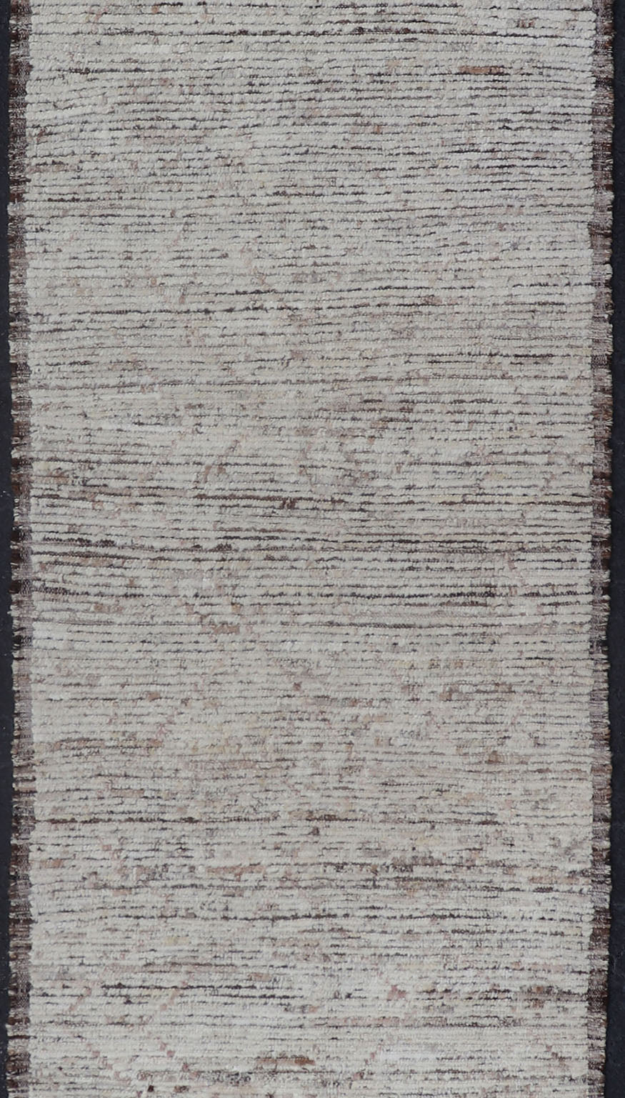 Modern Casual Piled Runner in White & Brown Colors and Minimalist Design. Modern piled runner with ivory/creamy color and variation faint blush accents, rug AFG - 36111, country of origin / type: Afghanistan / Piled, condition: new This Minimal... - Keivan Woven ArtsAFG - 36111 - 5779 - 16772Rug