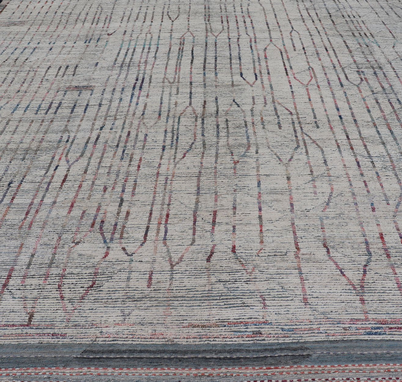 Neutral tone rug with Moroccan free - flowing tribal design with pops of color, Keivan Woven Arts / rug AFG - 36116, country of origin / type: Afghanistan / Modern Causal. The subdued design of this rug makes it perfect for modern and casual interio... - Keivan Woven ArtsAFG - 36116 - 6083 - 16784Rug